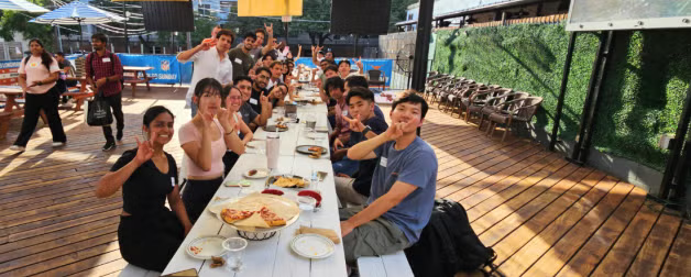 International students sitting at a table